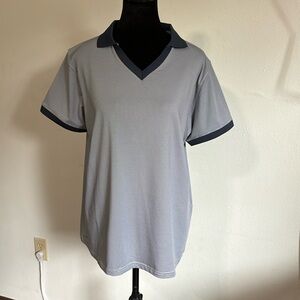 NWT FJ golf  polo, navy pinstripe XL